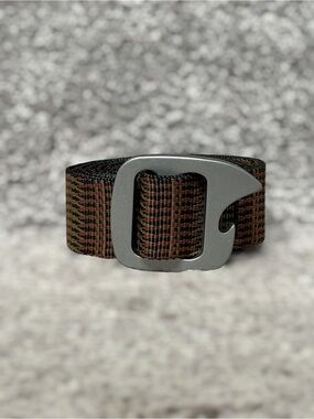 Bison Designs Tap Cap Bottle Opener Belt Earth Tone Woven Gorpcore Hiking 44”